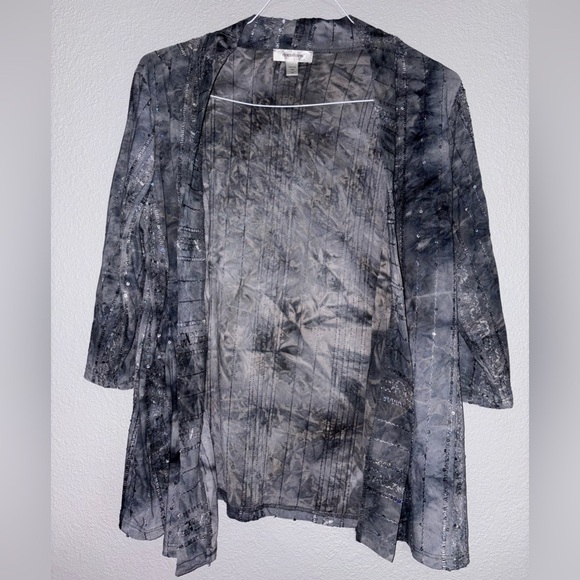 dressbarn Sweaters - Dressbarn Gray Sequin Detail Cardigan